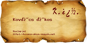 Kovács Ákos névjegykártya
